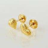 Topos Corazón Rayado 0.6gr / 6mm Oro Amarillo 18K