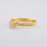 Solitaire Ring with Heart Bridges 2g / Size 5 1/4 Yellow Gold 18K