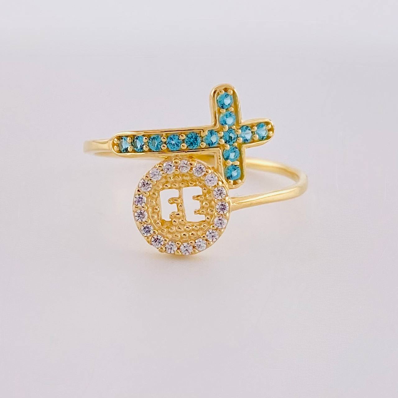 Anillo Circulo fe cruz 1.55g / T6 1/2 Oro Amarillo 18K