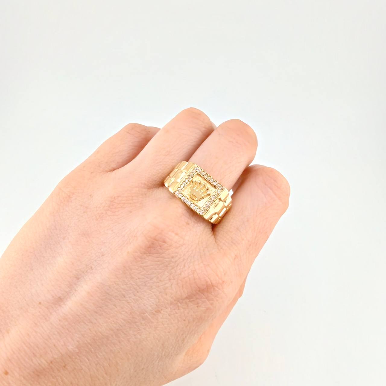 Anillo Correa cuadrado corona 7.55g / T10 3/4 Oro Amarillo 18K