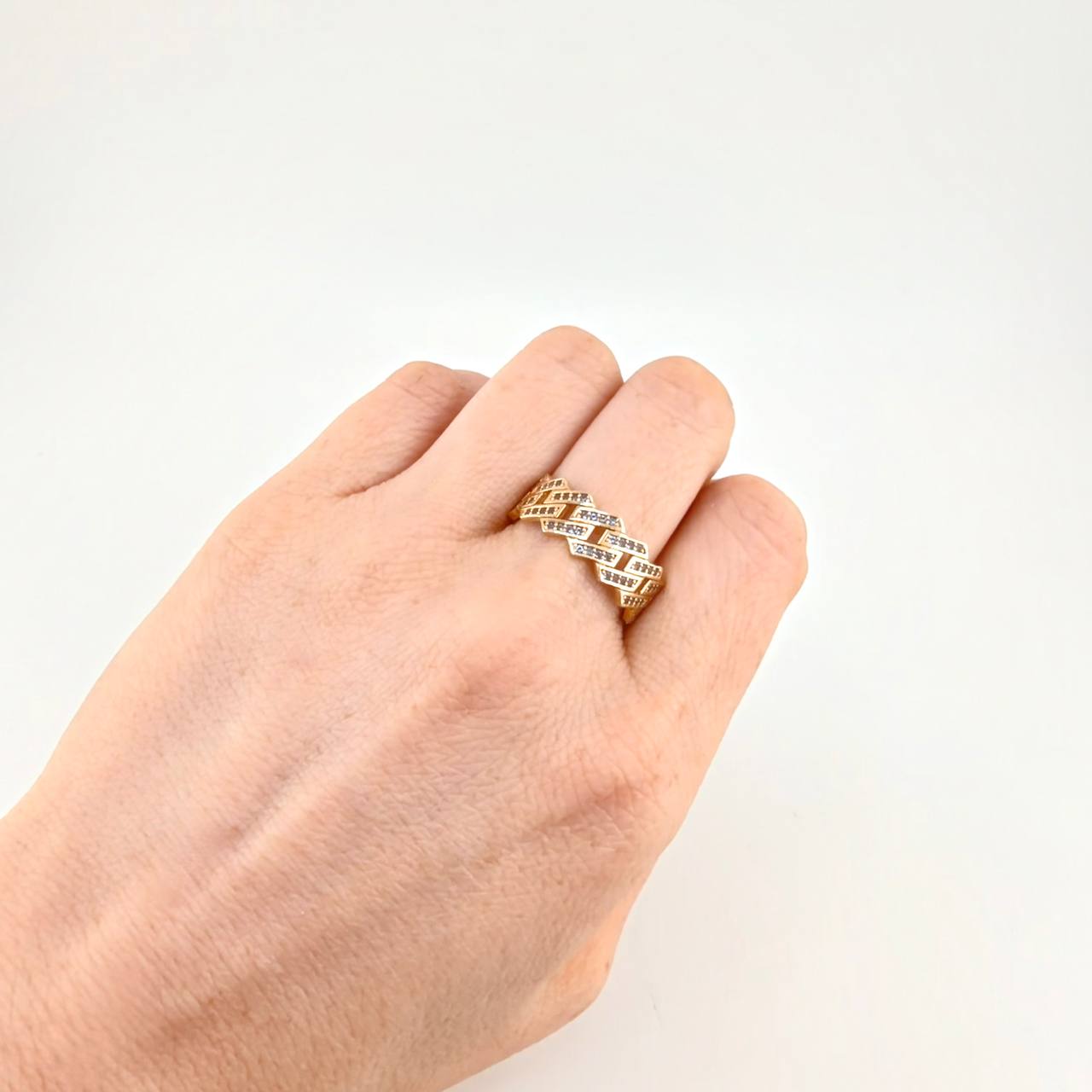 Square Cuban Ring 4.25g / Size 10 3/4 Yellow Gold 18K