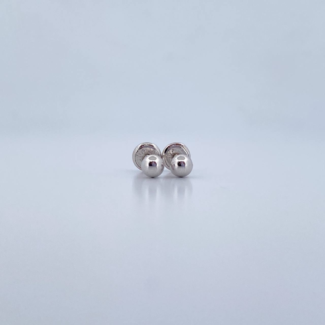 Stud Earrings Bead 0.5gr / 4mm Polished White Gold 18K &