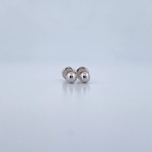 Stud Earrings Bead 0.5gr / 4mm Polished White Gold 18K &