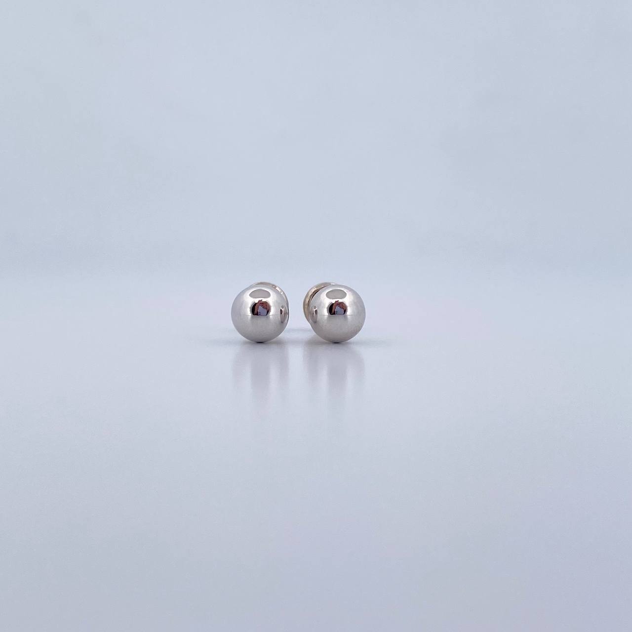 Stud Earrings Bead 0.7gr / 6mm Polished White Gold 18K &