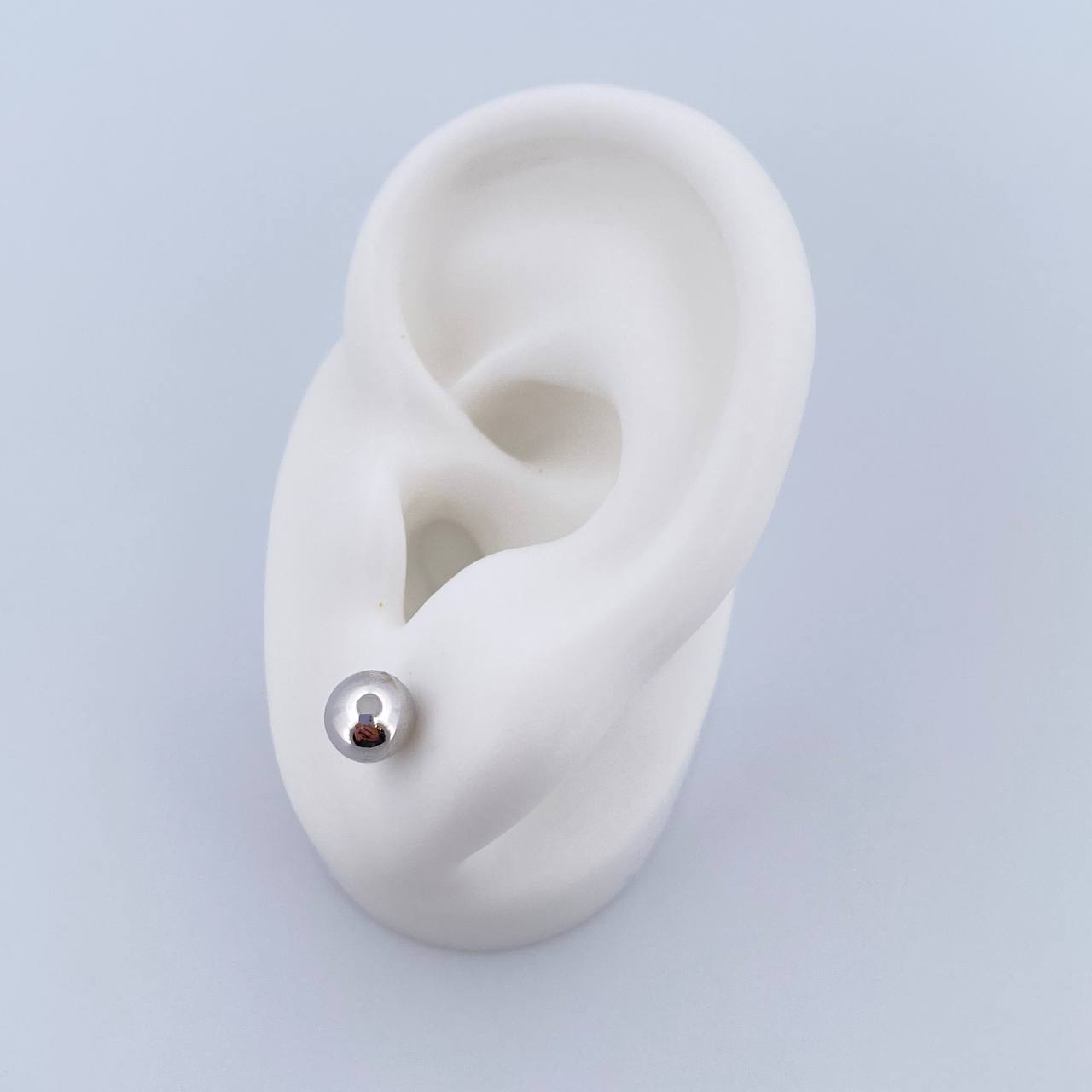 Stud Earrings Bead 0.7gr / 6mm Polished White Gold 18K &