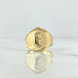 Moon Face Signet Ring 1.85gr / Size 7 / Textured Matte 18K Yellow Gold