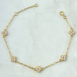 Pulso Aro Seguido Flor 3.05gr / 17cm-18cm / Circones Blancos Oro Amarillo 18K
