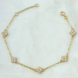 Pulso Aro Seguido Flor 3.05gr / 17cm-18cm / Circones Blancos Oro Amarillo 18K