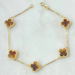 Classic Link Bracelet Clover VCyA Dotted 6.65gr / 19cm / 1.5mm Tiger Eye Quartz 18K Yellow Gold