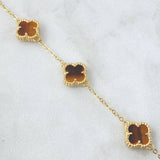 Classic Link Bracelet Clover VCyA Dotted 6.65gr / 19cm / 1.5mm Tiger Eye Quartz 18K Yellow Gold