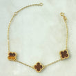 Classic Link Bracelet Gradual VCyA Clover 4.25gr / 16.5cm-19cm / 1.5mm Spotted Tiger Eye Yellow Gold 18K