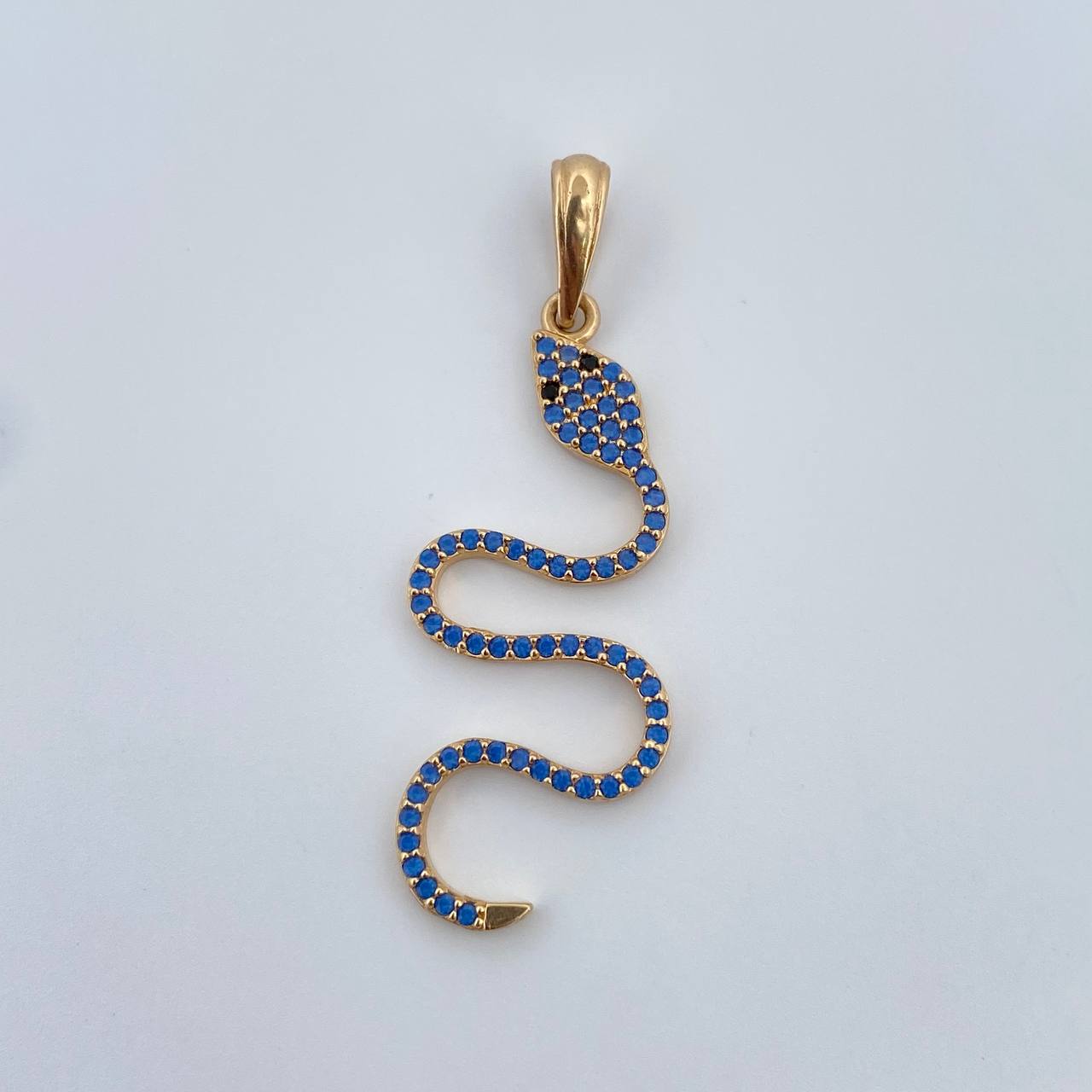 Pendant Snake 1.75gr / 3.9cm / Black Blue Zircons 18K Yellow Gold &