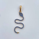 Pendant Snake 1.75gr / 3.9cm / Black Blue Zircons 18K Yellow Gold &