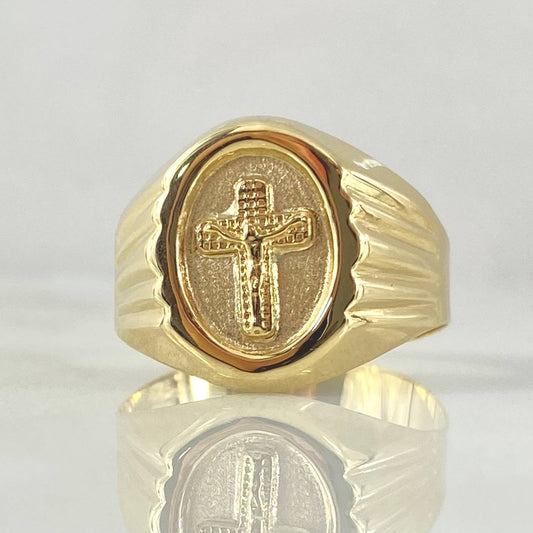 Anillo Sello Cruz Cristo 2.45gr / T9 / Oro 18K *