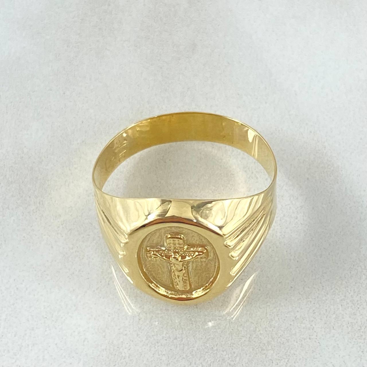 Anillo Sello Cruz Cristo 2.45gr / T9 / Oro 18K *