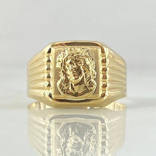 Christ Face Ring 1.85gr / Size 6 1/4 / 18K Yellow Gold