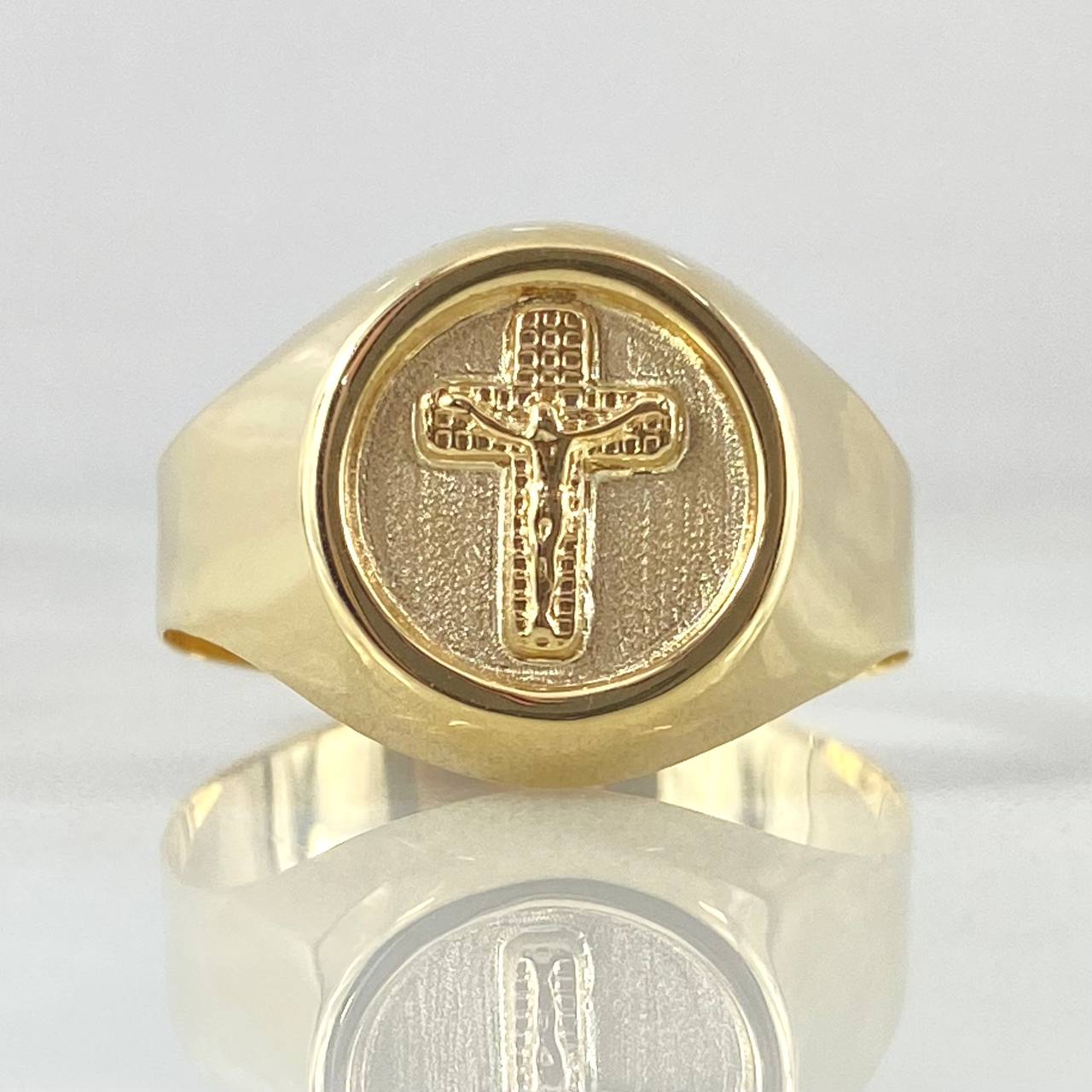 Christ Cross Signet Ring 2.3gr / Size 10 / 18K Yellow Gold ©