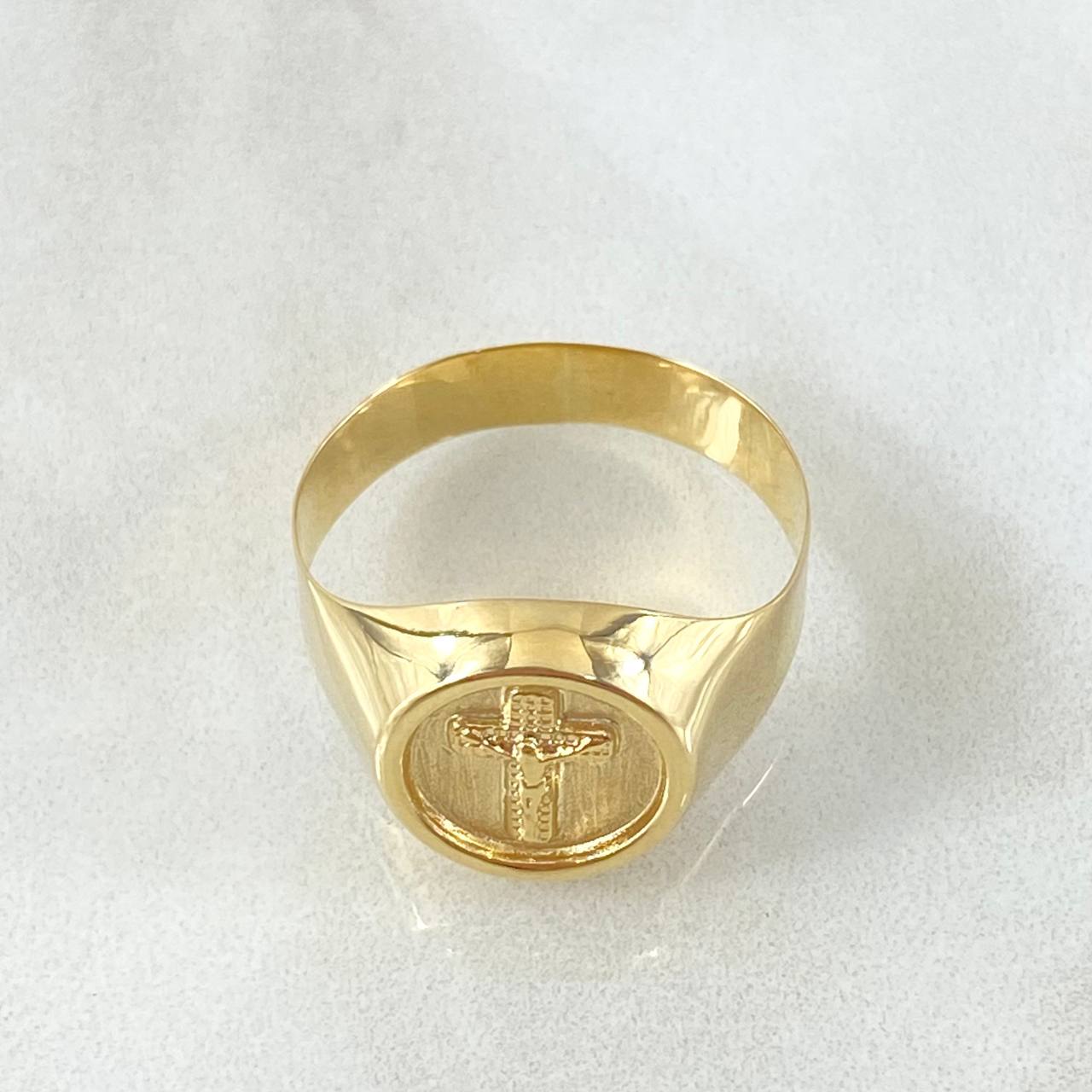 Christ Cross Signet Ring 2.3gr / Size 10 / 18K Yellow Gold ©