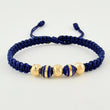 Pulsera Tejida Azul Rey 2 Neoros / 3 Und 6Mm Diamantados Oro Amarillo 18K