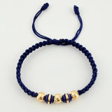 Pulsera Tejida Azul Rey 2 Neoros / 3 Und 6Mm Diamantados Oro Amarillo 18K