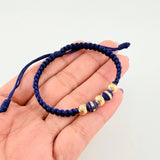 Pulsera Tejida Azul Rey 2 Neoros / 3 Und 6Mm Diamantados Oro Amarillo 18K