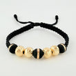 Black Woven Bracelet 3 Neoros 8Mm / 4 8Mm Diamond Cut Yellow Gold 18K