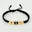 Neoro Black Woven Bracelet / 4 Units 6Mm Plain Yellow Gold 18K