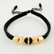Pulsera Tejida Negra 1 Neoro / 2 Und 6Mm Diamantadas 2 Und 63Mm Lisas Oro Amarillo 18K