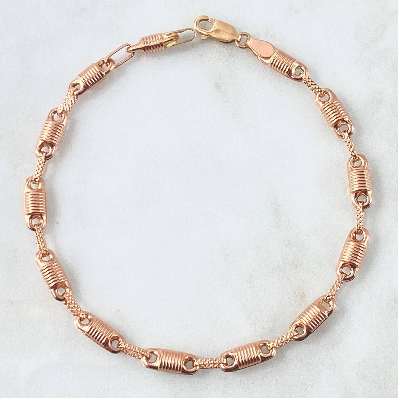 Bracelet Striped Barrel Bracelet 4.7 gr / 20.5cm / 4.3mm Textured 18K Rose Gold