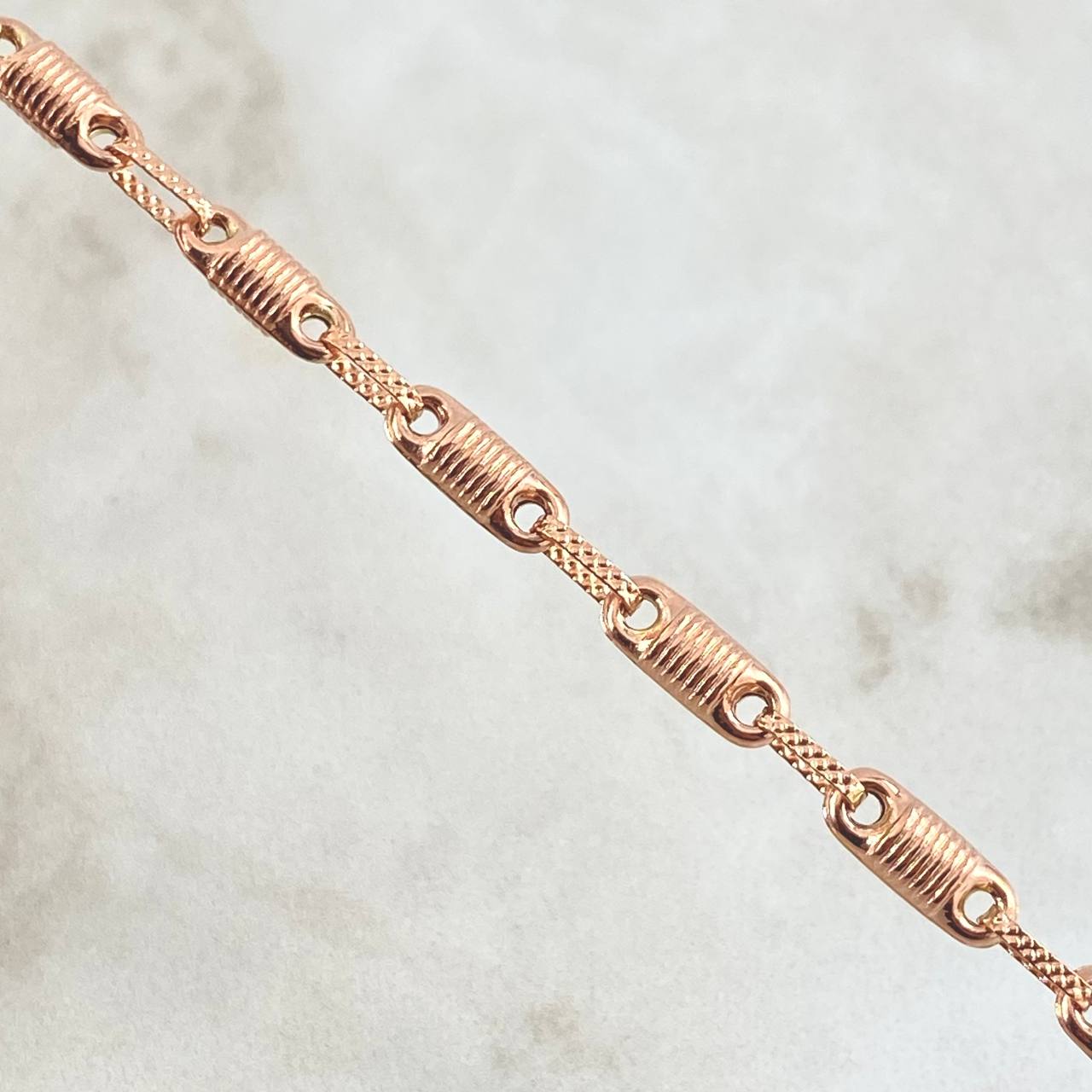 Bracelet Striped Barrel Bracelet 4.7 gr / 20.5cm / 4.3mm Textured 18K Rose Gold