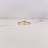 Ring Solitaire 1.15gr / T5 1/4 / Hearts Blue Fuchsia White Zircons 18K Yellow Gold &
