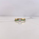 Ring Solitaire Hearts Line 2.45gr / Size 6 1/4 / Green Zircons White 18K Yellow Gold &