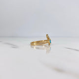 Dog Heart Ring 2.85gr / Size 7 1/4 / Blue Black White Zircons 18K Yellow Gold &