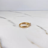 Ring Solitaire 2.45gr / T5 3/4 / White Green Zircons Yellow Gold 18K &