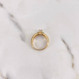 Ring Solitaire 2.45gr / T5 3/4 / White Green Zircons Yellow Gold 18K &