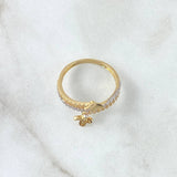 Butterfly Dance Ring 2.3gr / Size 6 1/2 / White Zircons 18K Yellow Gold