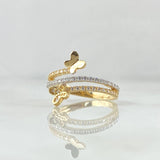Butterfly Dance Ring 2.3gr / Size 6 1/2 / White Zircons 18K Yellow Gold