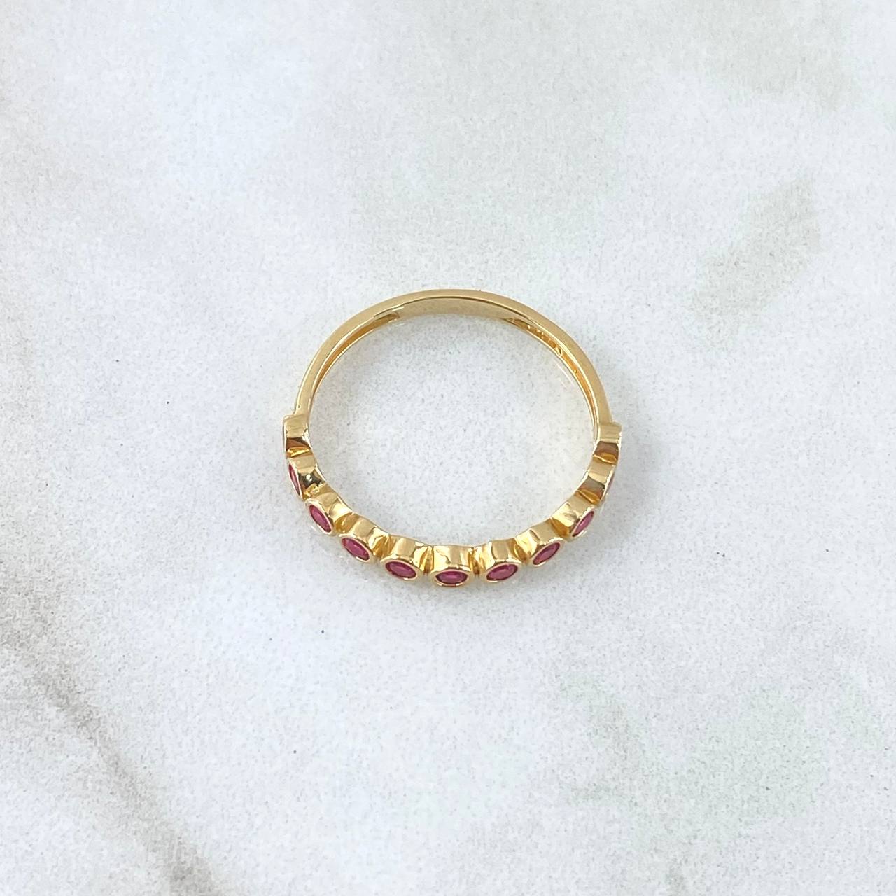 Anillo Media Churumbela Esferica 1.75gr / T7 / Circones Fucsia Oro Amarillo 18K