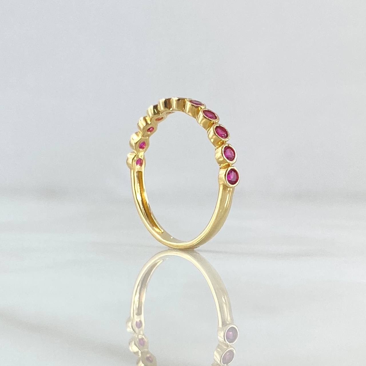 Anillo Media Churumbela Esferica 1.75gr / T7 / Circones Fucsia Oro Amarillo 18K