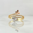 Anillo Baile de Mariposas 2.35gr / T7 / Circones Blancos Tres Oros 18K