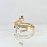 Anillo Baile de Mariposas 2.35gr / T7 / Circones Blancos Tres Oros 18K