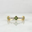Anillo Corona de Treboles 1.95gr / T6 1/2 / Circones Blancos Verdes Oro Amarillo 18K