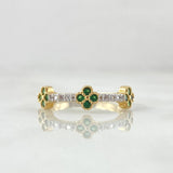 Anillo Corona de Treboles 1.95gr / T6 1/2 / Circones Blancos Verdes Oro Amarillo 18K