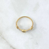 Anillo Corona de Treboles 1.95gr / T6 1/2 / Circones Blancos Verdes Oro Amarillo 18K