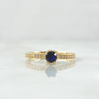 Anillo Solitario Coronado 2gr / T6 3/4 / Circones Blancos Azul Rey Oro Amarillo 18K