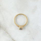 Anillo Solitario Coronado 2gr / T6 3/4 / Circones Blancos Azul Rey Oro Amarillo 18K