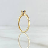 Anillo Solitario Coronado 2gr / T6 3/4 / Circones Blancos Azul Rey Oro Amarillo 18K
