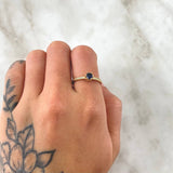 Anillo Solitario Coronado 2gr / T6 3/4 / Circones Blancos Azul Rey Oro Amarillo 18K