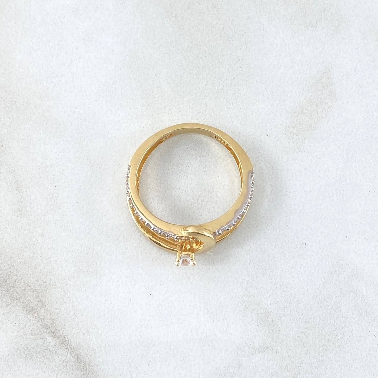 Ring Solitaire Parallel Wave 3gr / Size 7 1/2 / White Zircons 18K Yellow Gold ©