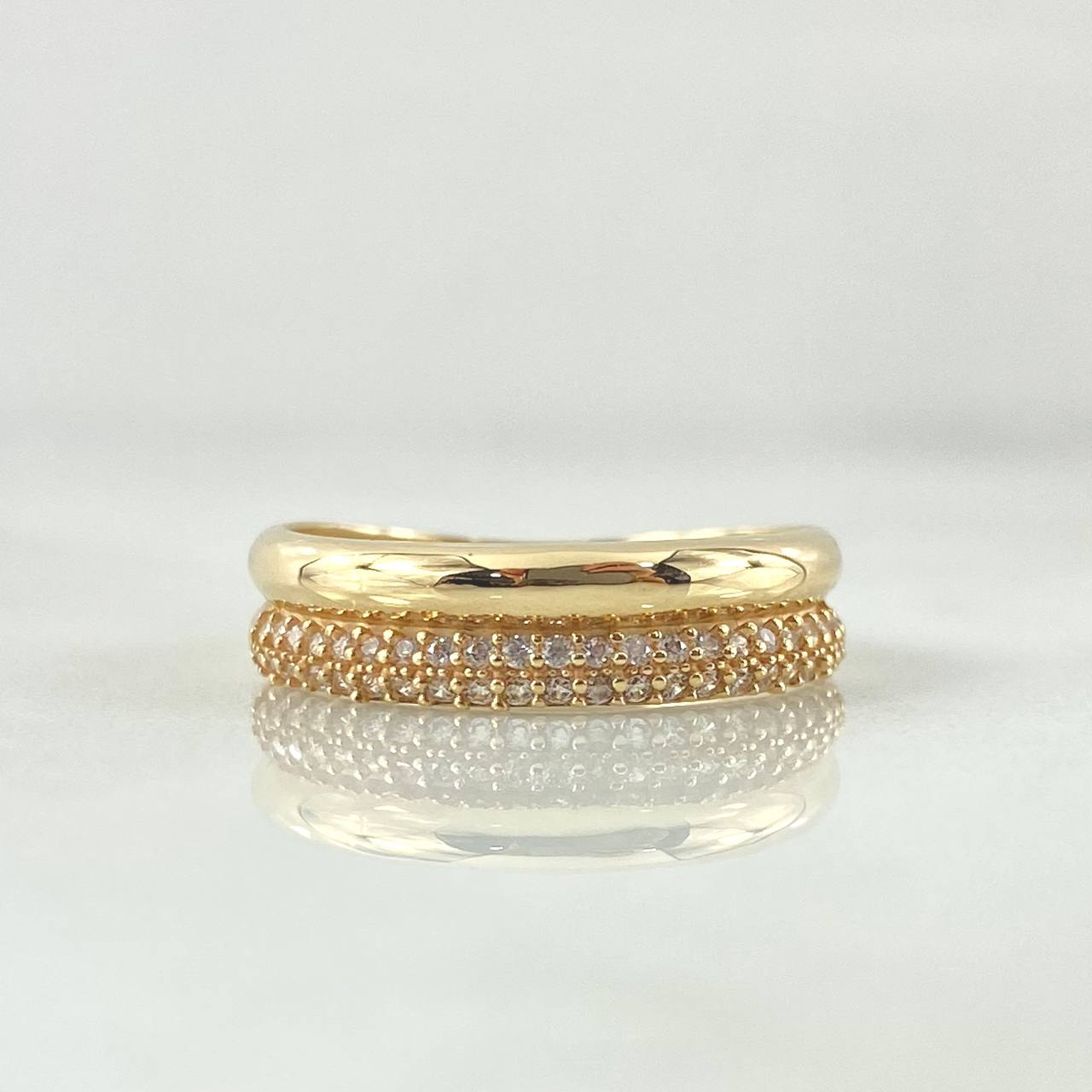Anillo Argolla Churumbela Abultada 2.95gr / T5 3/4 / Circones Blancos Oro Amarillo 18K